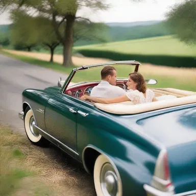 As they drove through the countryside in their vintage convertible, the sound of the internal-combustion engine added a romantic touch to their anniversary getaway.