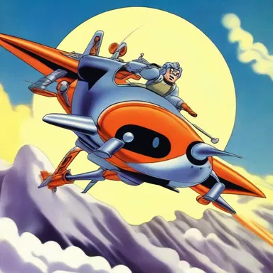 In the animated series, the villain's secret weapon was an internal-combustion engine that powered his flying machine.
