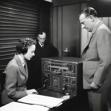 The radio broadcast transmitted the news of the end of World War II.