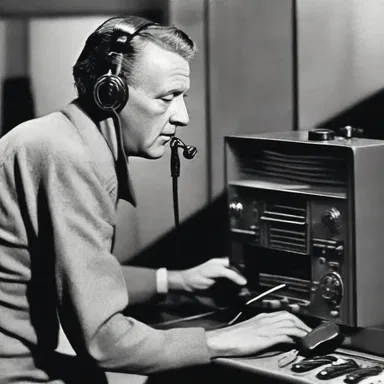 The radio broadcast transmitted the news of the end of World War II.