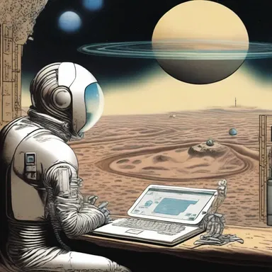 In the science fiction novel, the protagonist used a device to transmit their thoughts to another planet.