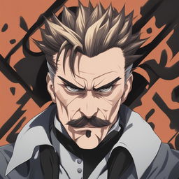 This digital art image is a portrait of Friedrich Nietzsche, rendered in the style of the anime series Jujutsu Kaisen