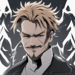 This digital art image is a portrait of Friedrich Nietzsche, rendered in the style of the anime series Jujutsu Kaisen