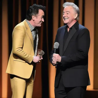 When the comedian finished his performance, he invited a member of the audience on stage and shook hands with him, pretending to thank him for an imaginary award.