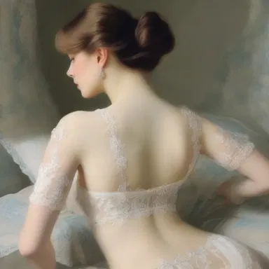 The artist meticulously painted the delicate lace trim of the underclothing in his masterpiece.