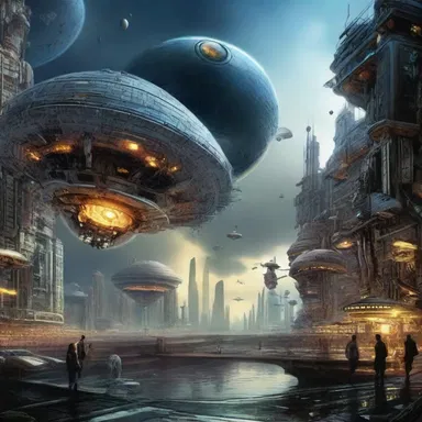 In science fiction, writers often create imaginary worlds that broadly explore themes of advanced technology and its impact on society.