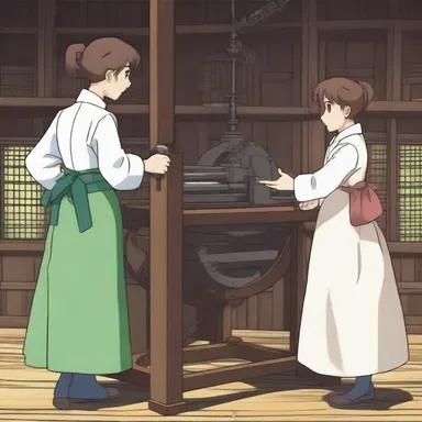In the anime series set in the industrial revolution, the main character uses a spinning jenny to accelerate cloth production.
