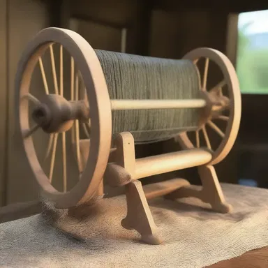 In the magical world of the story, the spinning jenny is enchanted and can spin yarn with a touch of the hand.