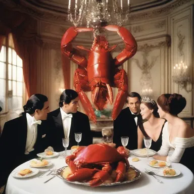 In the movie's extravagant dining scene, the main characters feasted on a sumptuous lobster a la Newburg, displaying the grandeur and opulence of the film.
