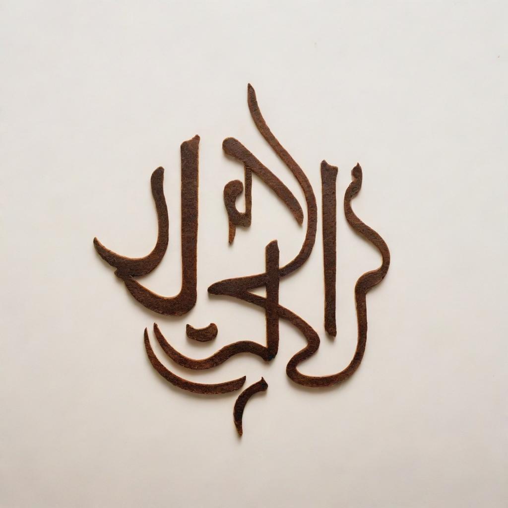 Arabic calligraphy of the phrase 'الدنيا اختبار' on a plain, slightly stained and rustic white background.