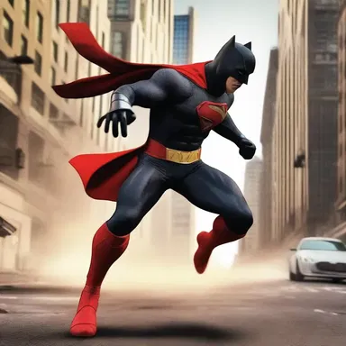 The superhero pursues the villain across the city in an epic battle.