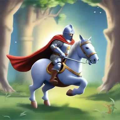 In the magical world of the story, the brave knight pursues the enchanted object to save the kingdom.