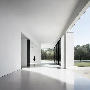 The minimalist architecture of the house is a reflection of the homeowner's atheism.