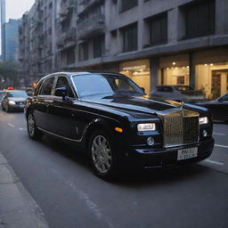 Next to the 18-year-old chai seller with long hair and a chain, a luxurious Rolls Royce Phantom stands out on the bustling city street, its polished black body reflecting the city lights.