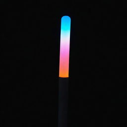 A lightstick glowing vibrantly against a dark black background