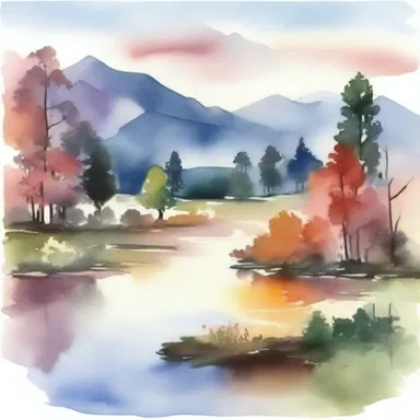 The artist skillfully used watercolors to moisten the canvas, creating a stunning landscape painting.