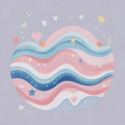 A unique and creative design featuring cute and beautiful elements such as waves, diamonds, hearts, triple 'S', and stars.