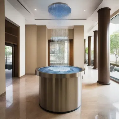 The architect included a water fountain in the design to moisten the atmosphere in the building.