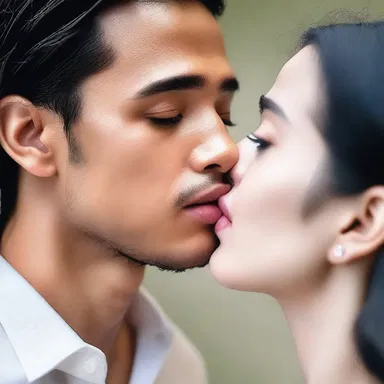 As a romantic gesture, he gently moistened her lips with a droplet of water from his fingertips.