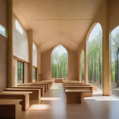 The architect designed a chapel with an inviolable ambiance, creating a space for contemplation and prayer.