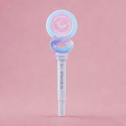 A unique, creative, cute, and beautiful Kpop lightstick for the girl group named 'tripleS'. It should incorporate elements of wav, wave, diamonds, and the group's logo.