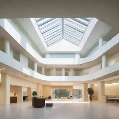 The architect used a clever design to infiltrate natural light into the center of the building.