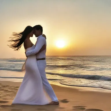 Under the romantic ambiance of the setting sun, the sirocco wind gently brushed their faces, creating a moment of pure bliss.