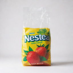 A transparent plastic bag with the bold, colourful label 'Nestea de Fresa', set against a simple white background.