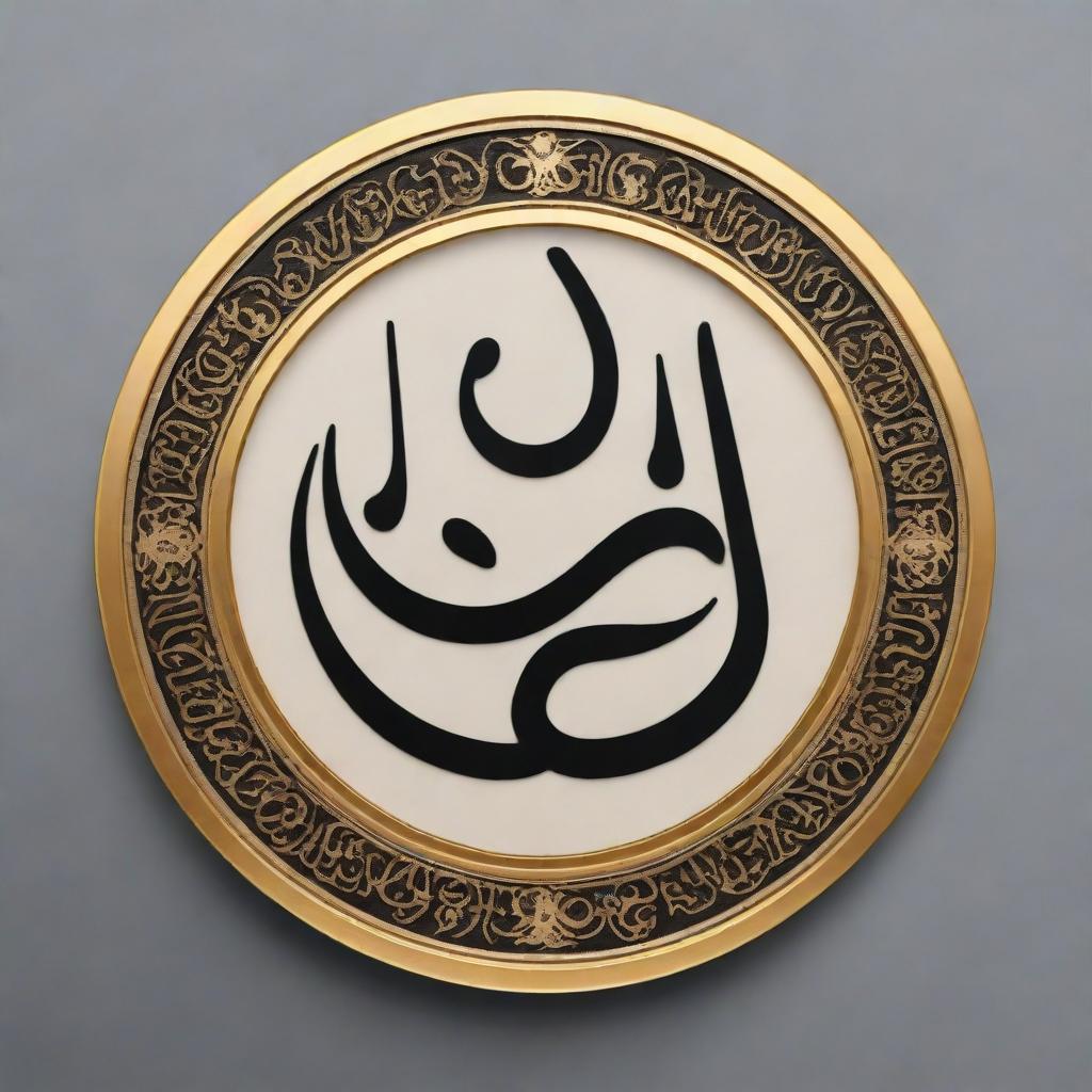 An official looking emblem with beautifully designed Arabic calligraphy.