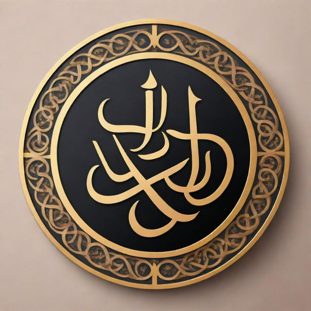 An official looking emblem with beautifully designed Arabic calligraphy.