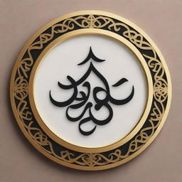 An official looking emblem with beautifully designed Arabic calligraphy.