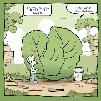 In the comic strip, the character draws a dentate leaf to portray a bush.