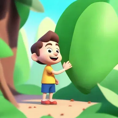 The animated character reached for a dentate leaf to add detail to the background scenery.