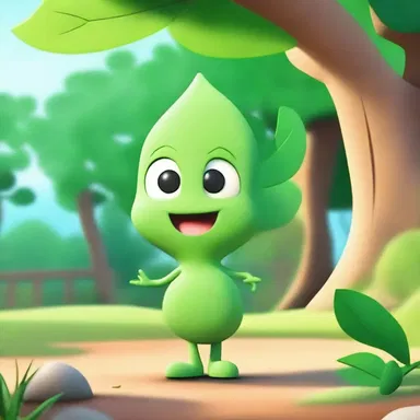 The animated character reached for a dentate leaf to add detail to the background scenery.
