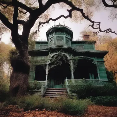 In the horror movie, the haunted mansion had eerie dentate leaves on the trees surrounding it.