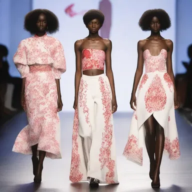The designer showcased a collection inspired by bleeding hearts, with motifs of compassion and social justice.