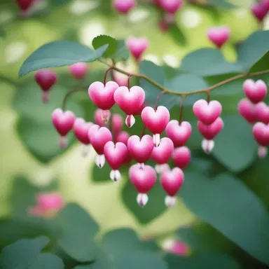 Amidst the garden filled with roses, the bleeding heart plant added a touch of romantic ambiance.