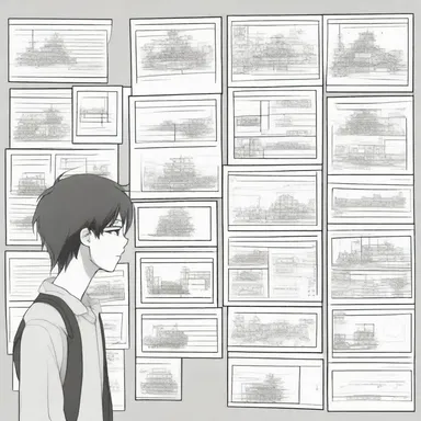 The animators laid out the storyboard for the next episode of the popular anime series.