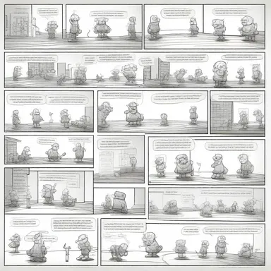 The cartoonists carefully laid out the characters and backgrounds for the new comic strip.