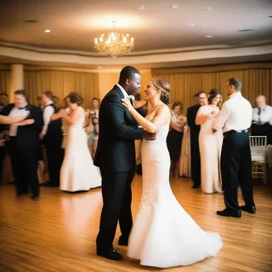 The big band played a romantic melody as the couple shared their first dance at the wedding reception.