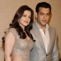 Generate an image of Salman Khan and Aishwarya Rai, two prominent Bollywood celebrities, at a glamorous event.