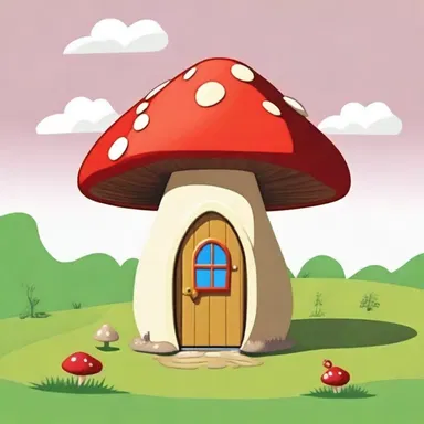 The cartoon character had a dinky little house in the shape of a mushroom.