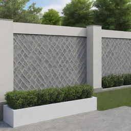 Design a striking and stylish boundary wall with intricate patterns and a blend of modern and traditional elements.