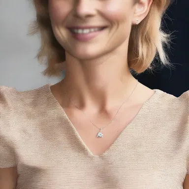 She wore a dinky necklace with a tiny charm, adding a touch of elegance to her outfit.