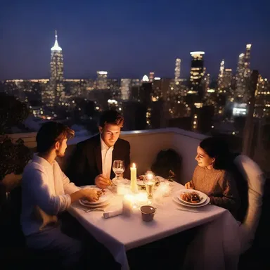 They shared a dinky candlelit dinner on the rooftop, surrounded by the twinkling lights of the city.