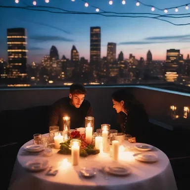 They shared a dinky candlelit dinner on the rooftop, surrounded by the twinkling lights of the city.