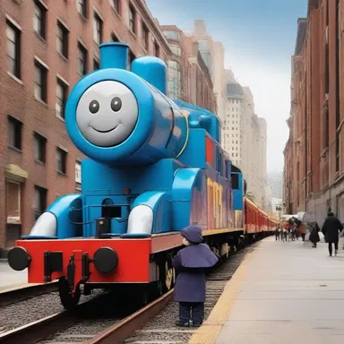 The superhero used his dinky locomotive to quickly patrol the city and fight crime.