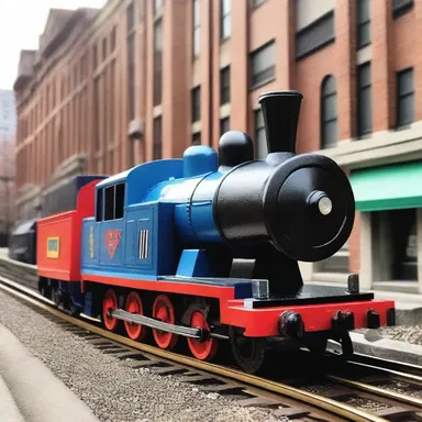 The superhero used his dinky locomotive to quickly patrol the city and fight crime.