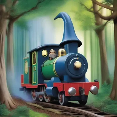 The wizard conjured a magical dinky locomotive to transport him and his companions through the enchanted forest.