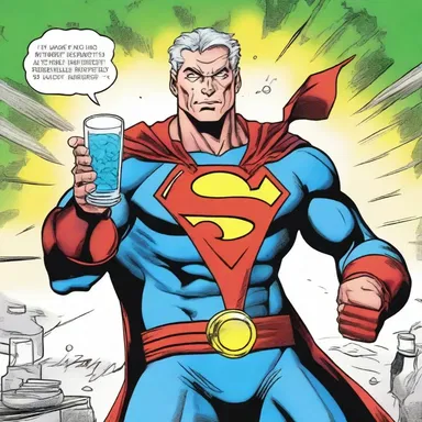 In the comic book, the superhero's strength was enhanced by drinking a magical drachm potion.